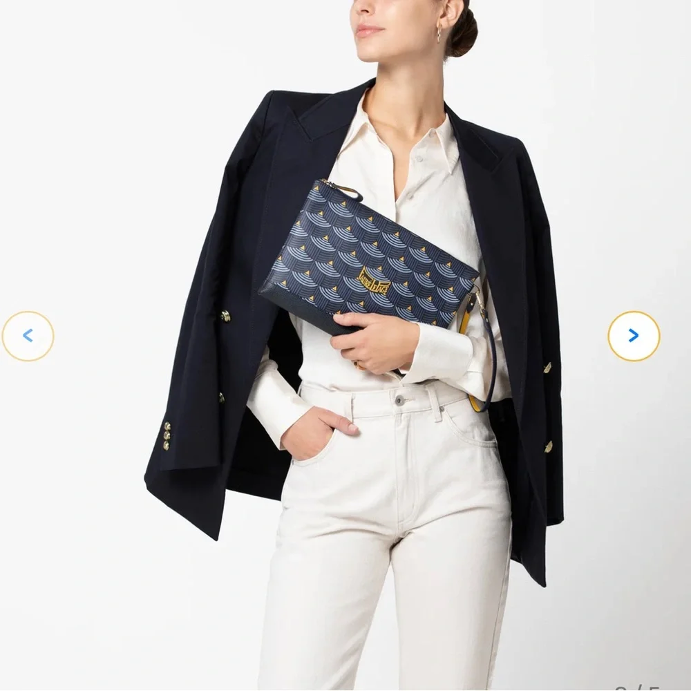 AUTHENTIC FAURE LE PAGE POCHETTE ZIP 29 in large scale Navy
